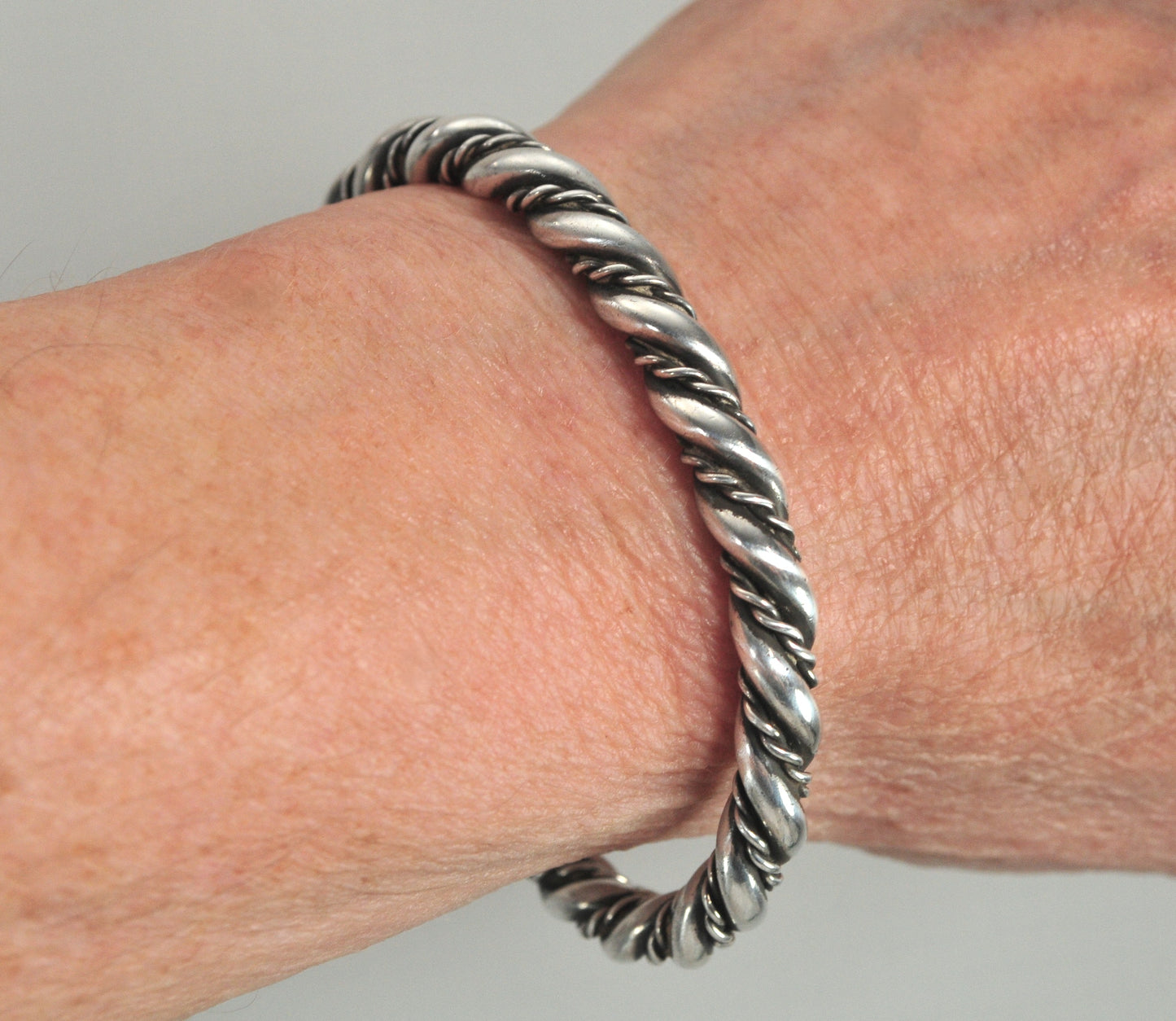 Vintage Navajo Sterling Silver Rope Twist Cuff Bracelet