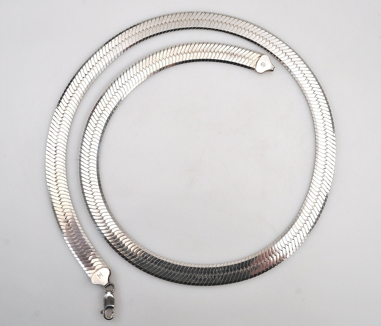 WIDE 925 Italy 10mm Herringbone Necklace, 24 Inches