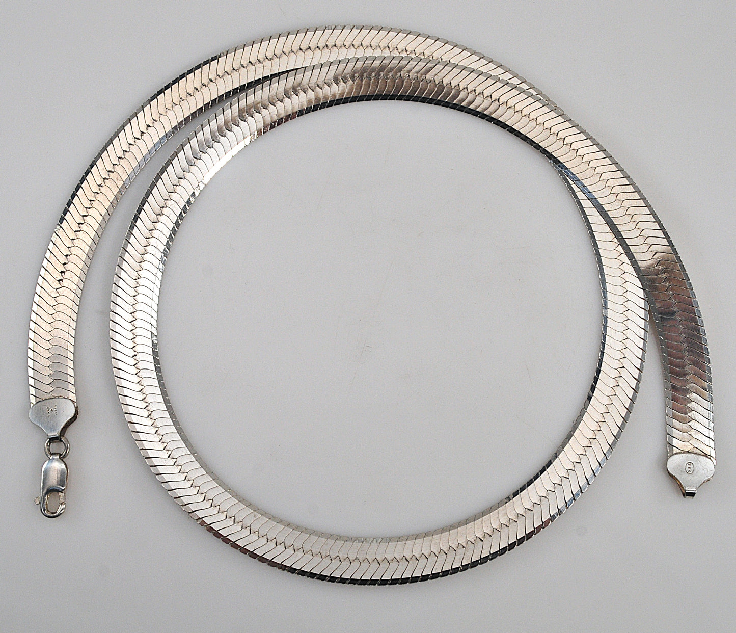 WIDE 925 Italy 10mm Herringbone Necklace, 24 Inches