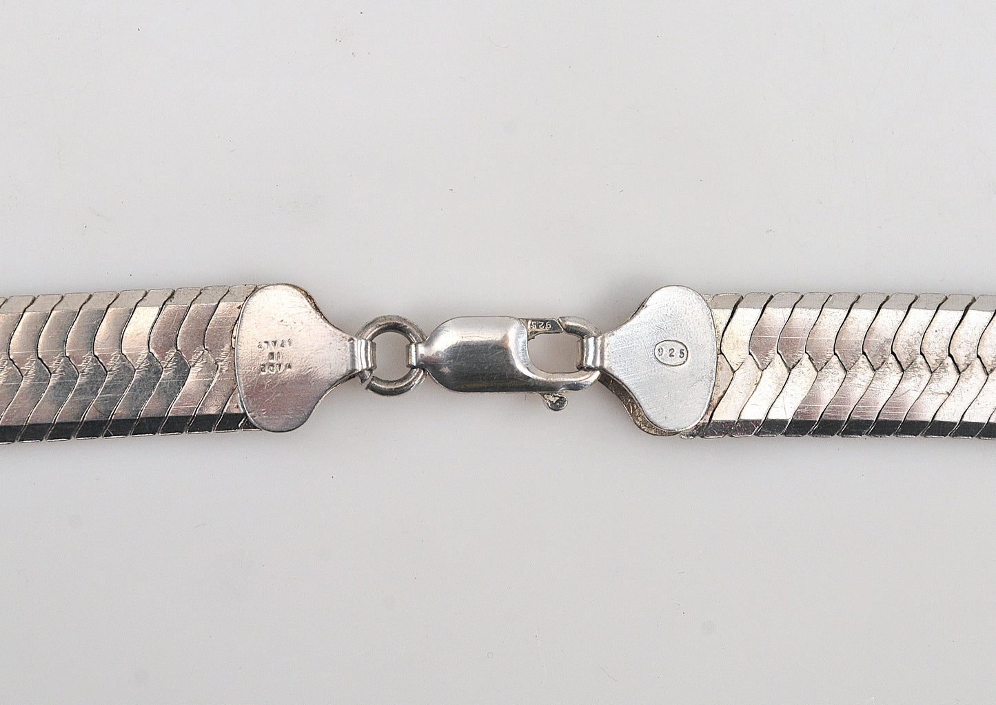 WIDE 925 Italy 10mm Herringbone Necklace, 24 Inches