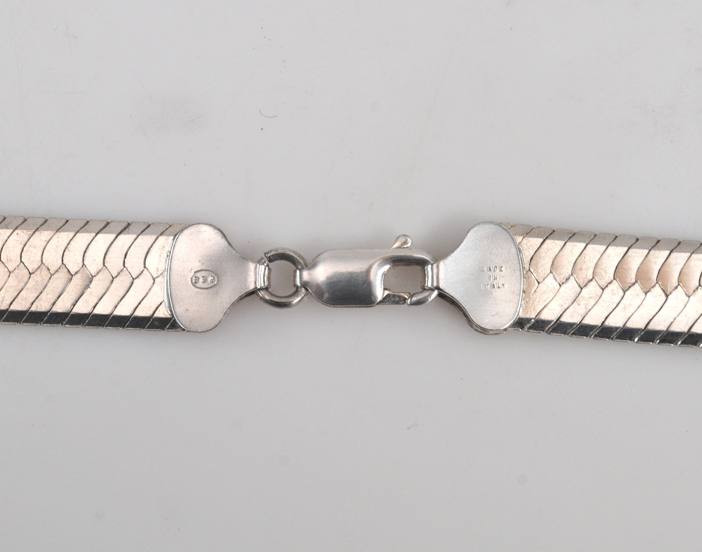 WIDE 925 Italy 10mm Herringbone Necklace, 24 Inches