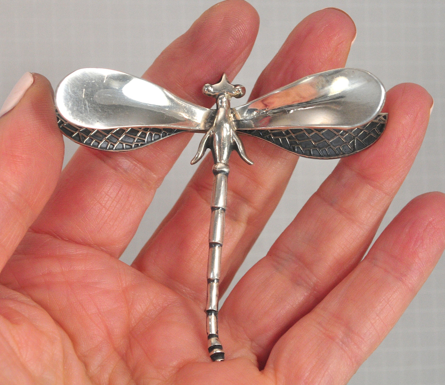 Large Vintage Taxco Sterling Silver Dragonfly Brooch
