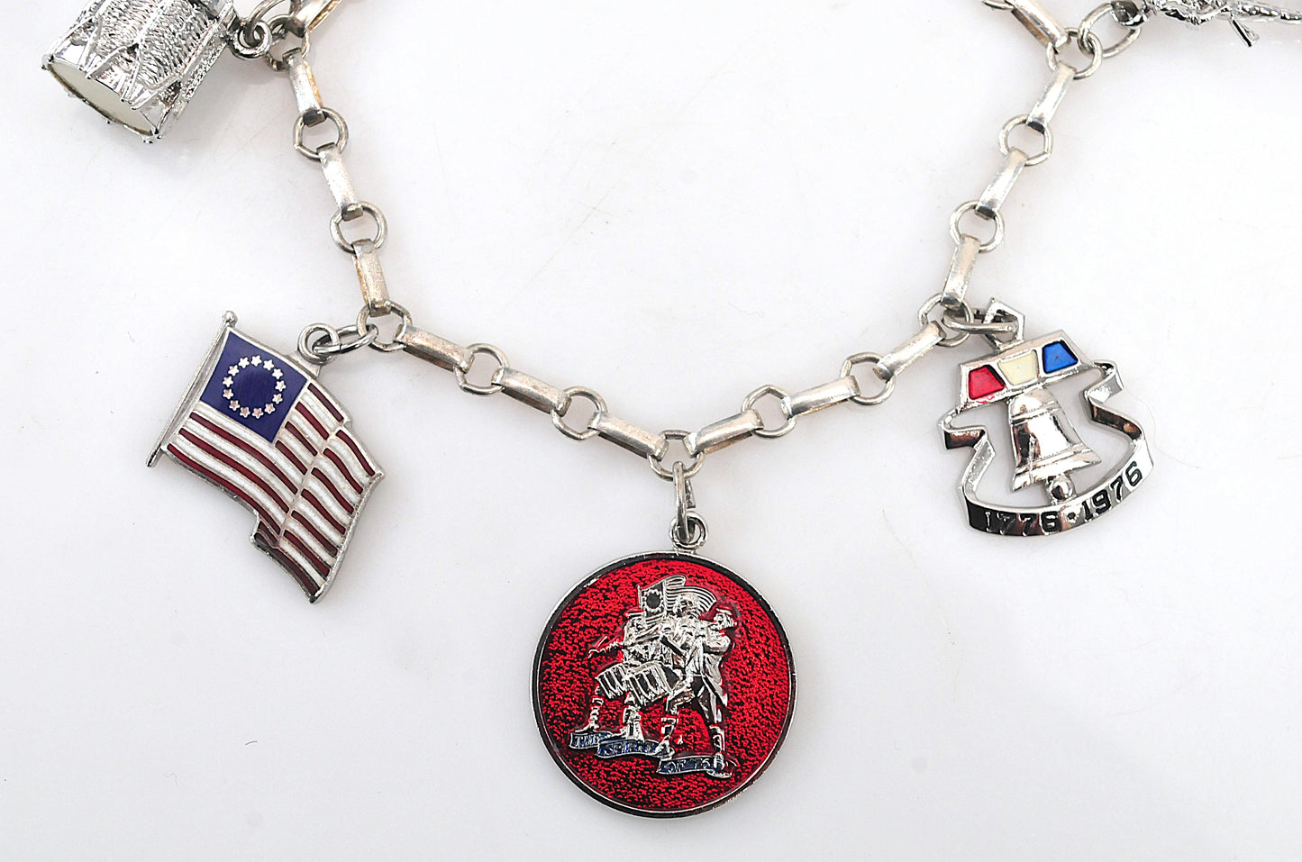 Vintage Sterling Silver Bicentennial Charm Bracelet