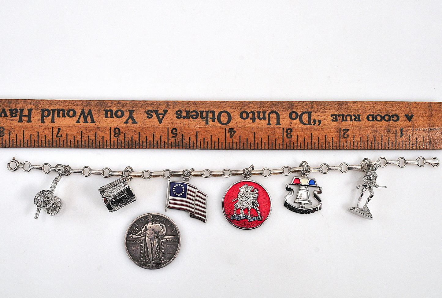 Vintage Sterling Silver Bicentennial Charm Bracelet