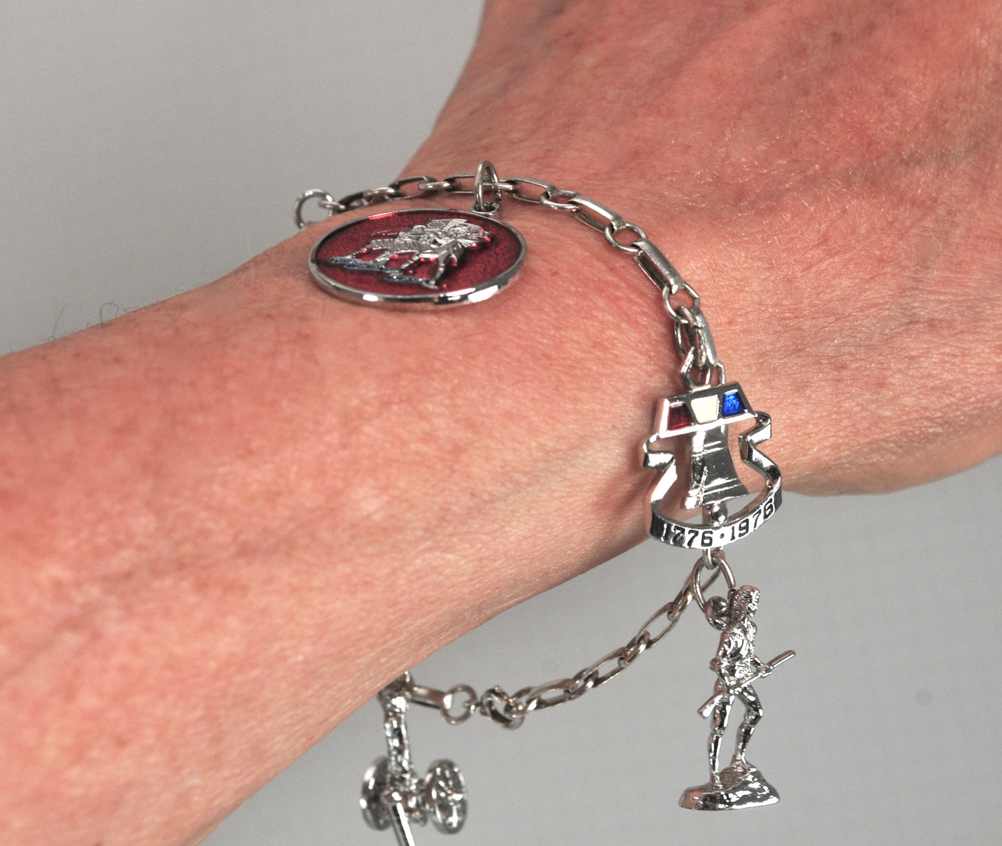 Vintage Sterling Silver Bicentennial Charm Bracelet