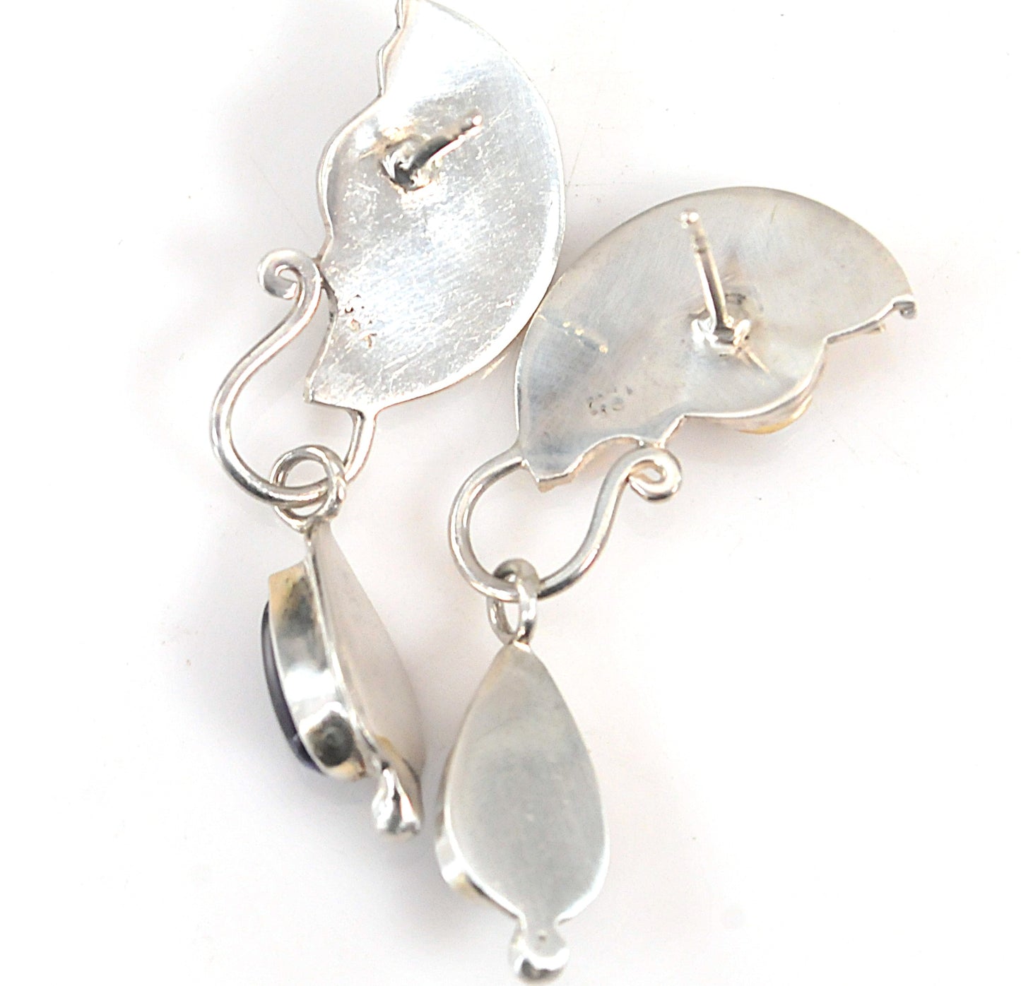 Artisan Sterling Silver Pearl Amethyst Earrings