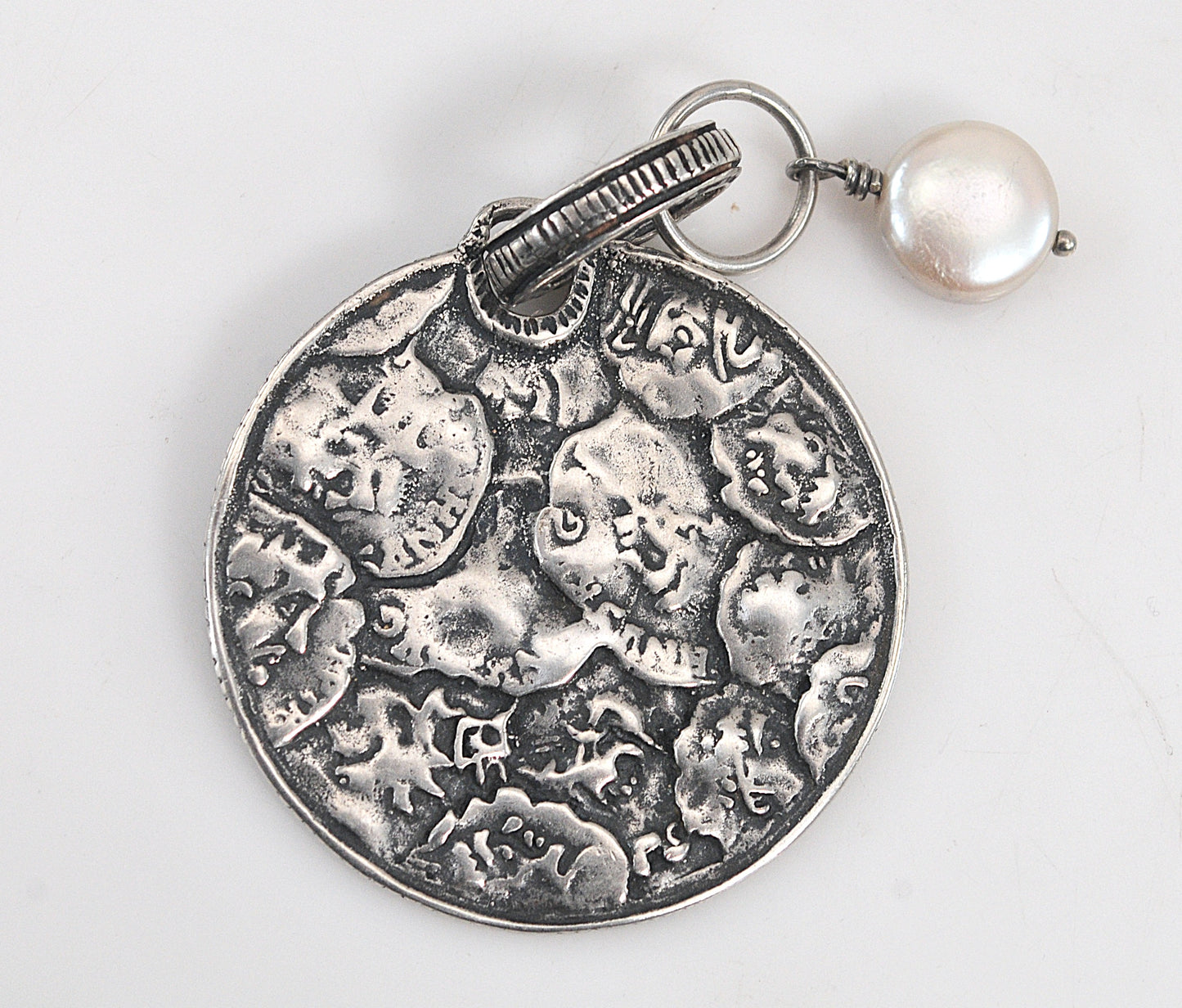 Silpada Sterling Silver Hammered Coin Pearl Pendant