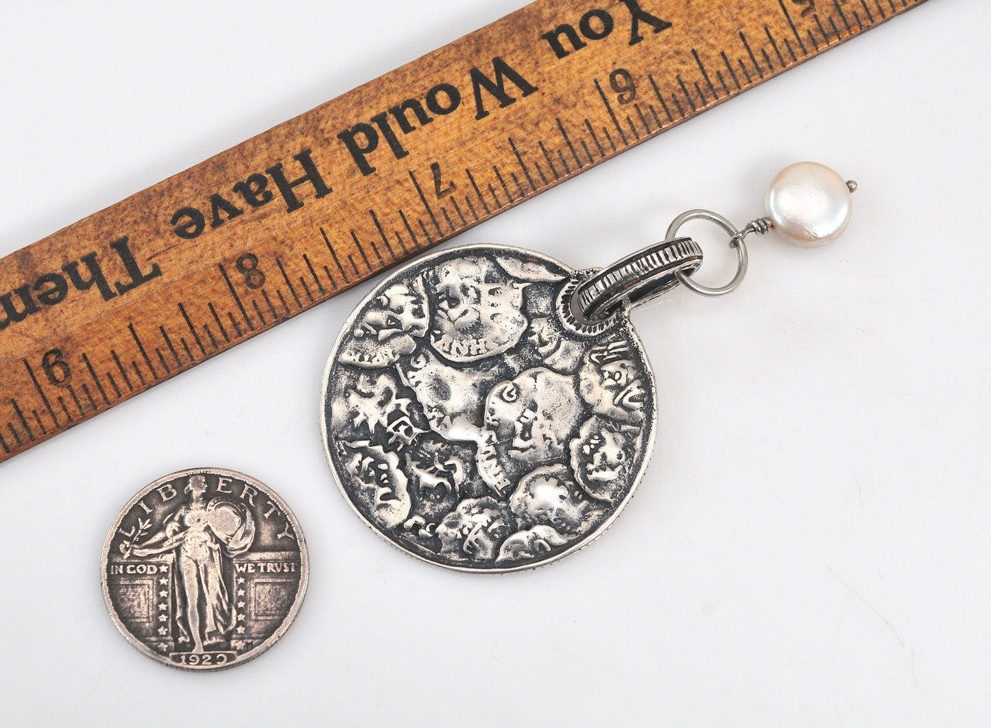 Silpada Sterling Silver Hammered Coin Pearl Pendant
