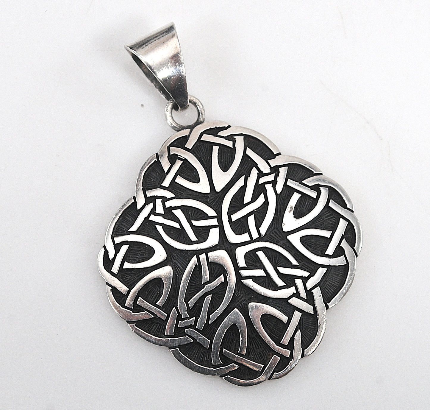Large Sterling Silver Celtic Knot Medallion Pendant