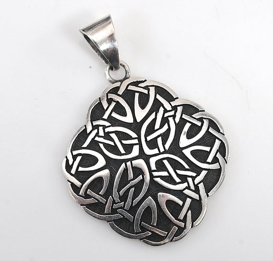 Large Sterling Silver Celtic Knot Medallion Pendant