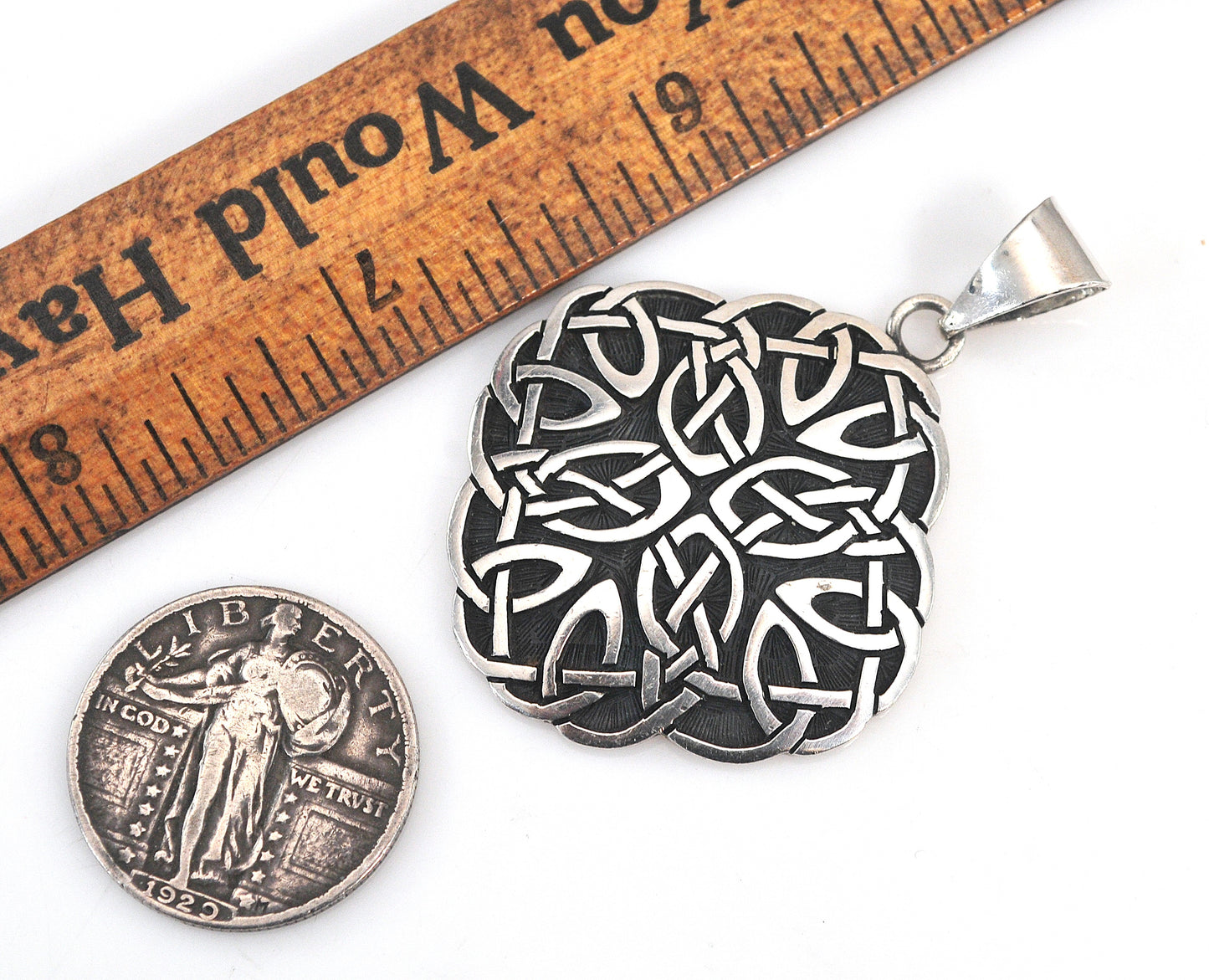 Large Sterling Silver Celtic Knot Medallion Pendant