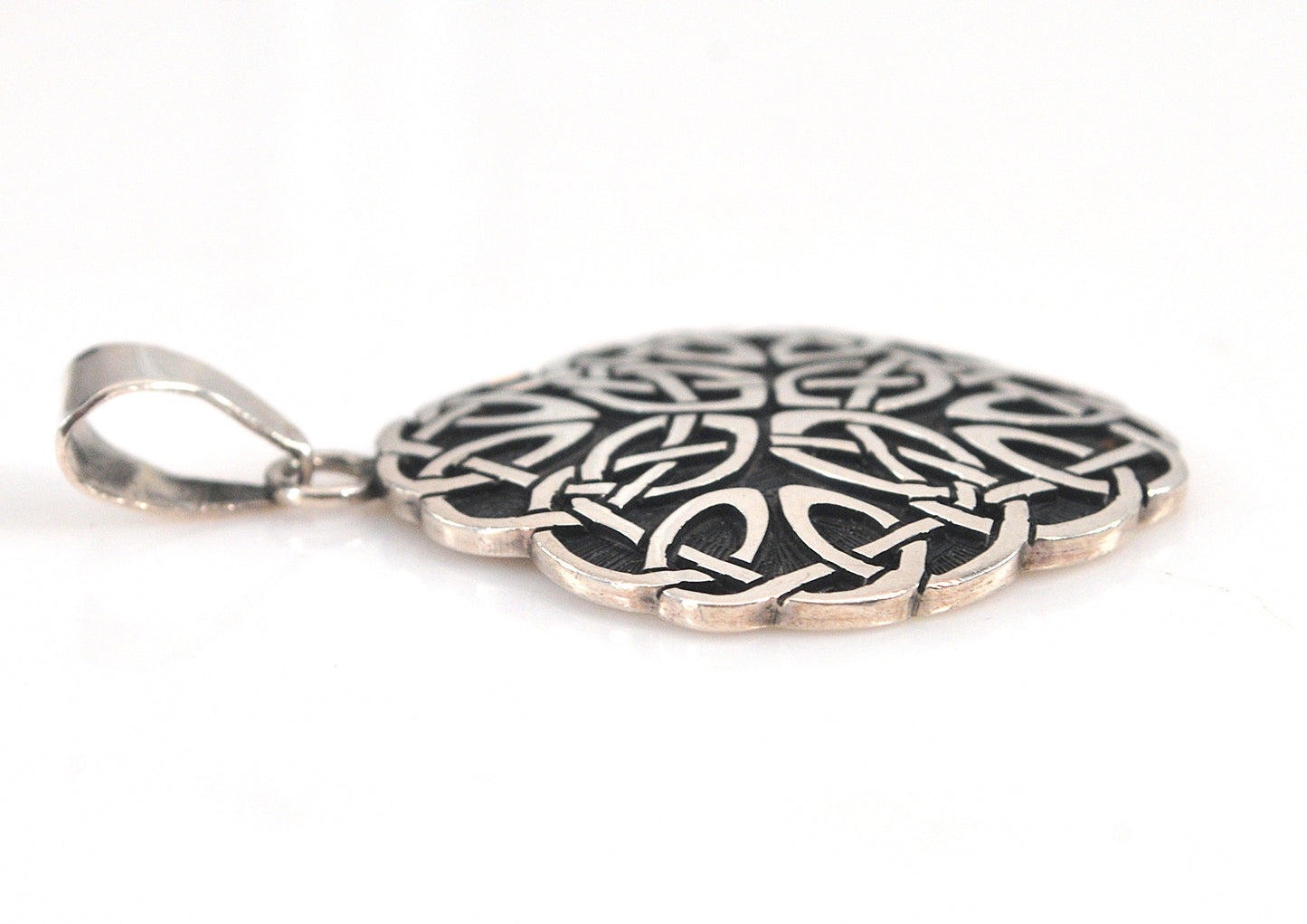 Large Sterling Silver Celtic Knot Medallion Pendant
