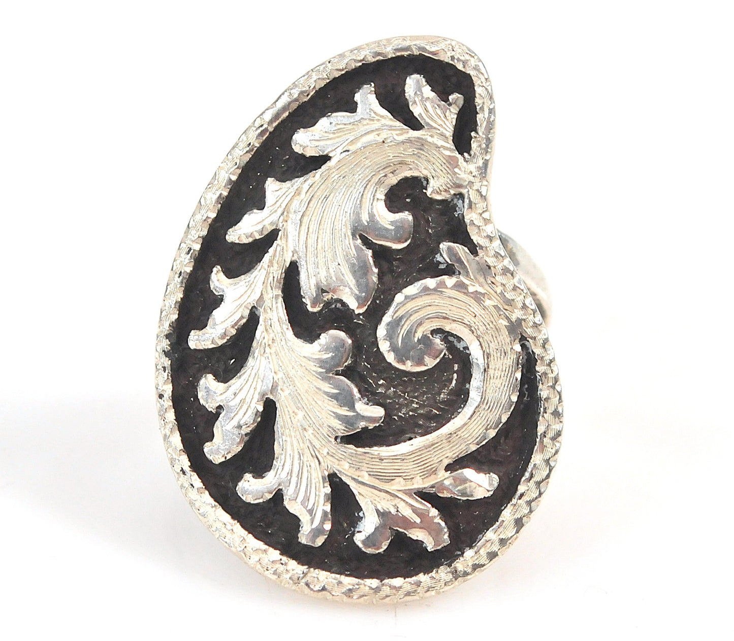 Signed Sterling Floral Floral Paisley Ring