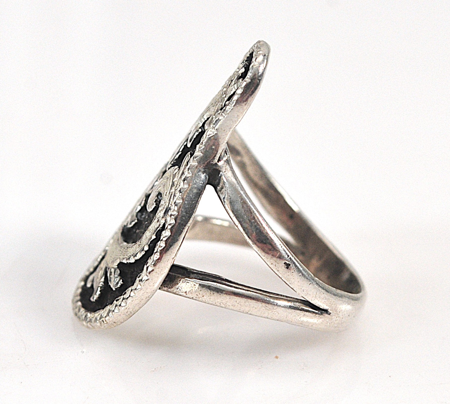 Signed Sterling Floral Floral Paisley Ring