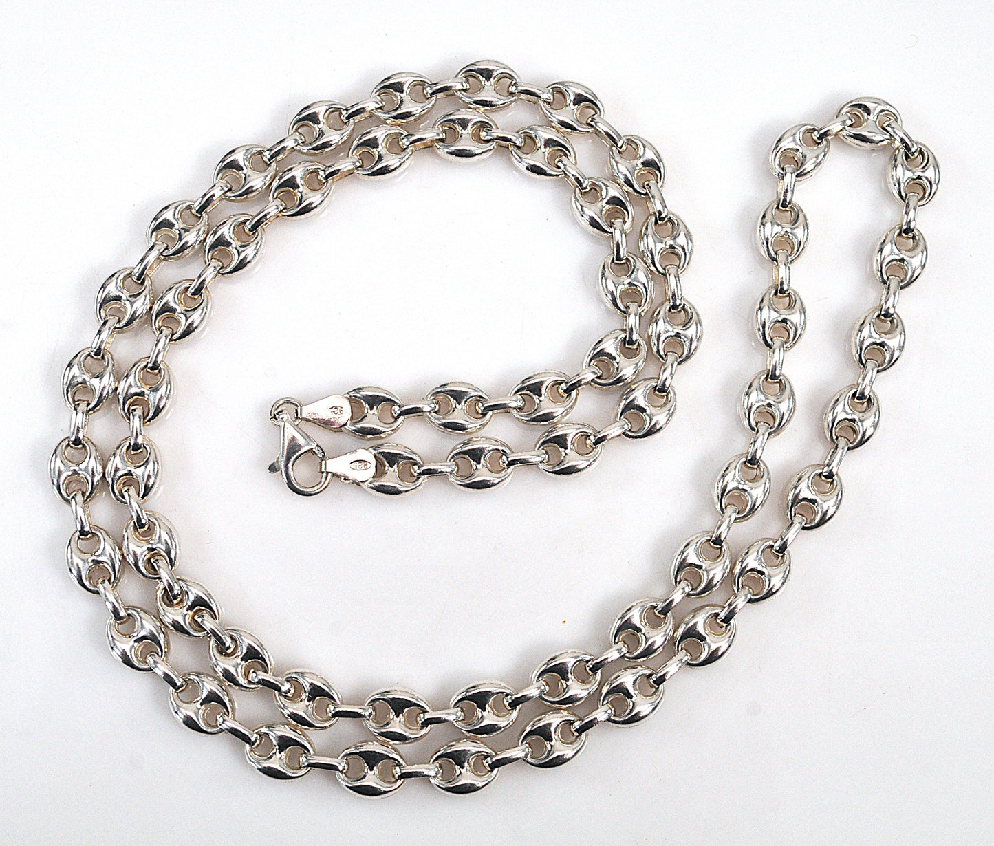 Heavy 30 inch Sterling Silver 7.5mm Puffed Mariner Link Necklace