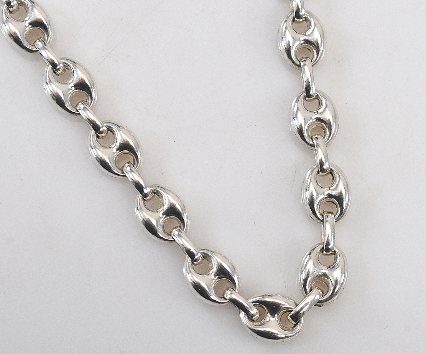 Heavy 30 inch Sterling Silver 7.5mm Puffed Mariner Link Necklace