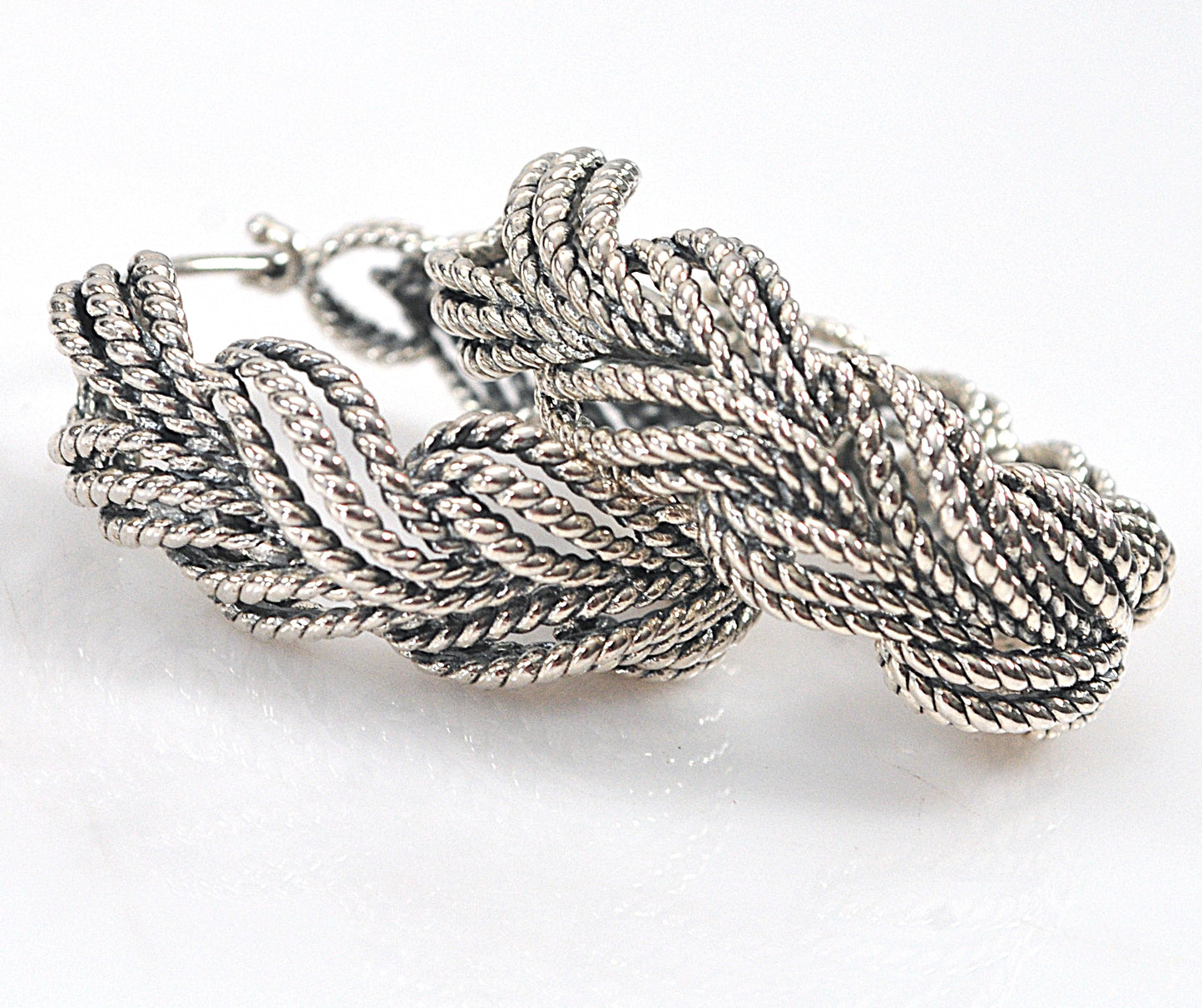 Designer Sterling Silver Braided Hoop Earrings