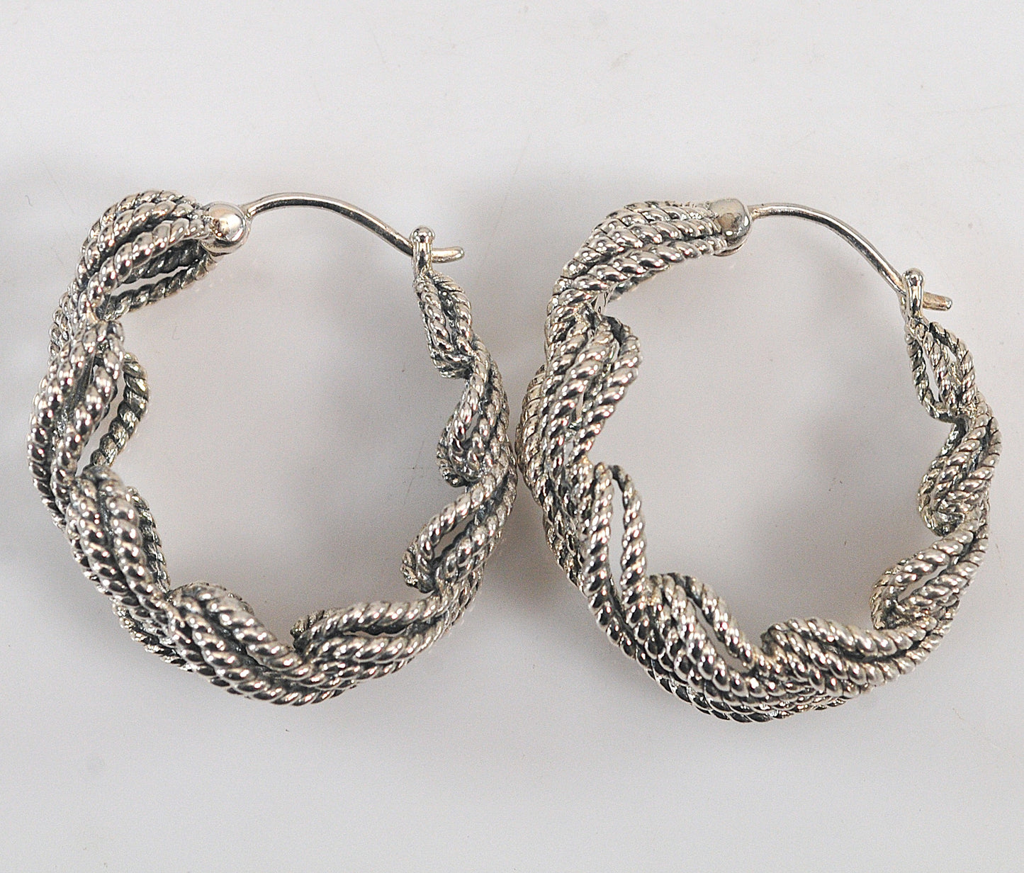 Designer Sterling Silver Braided Hoop Earrings
