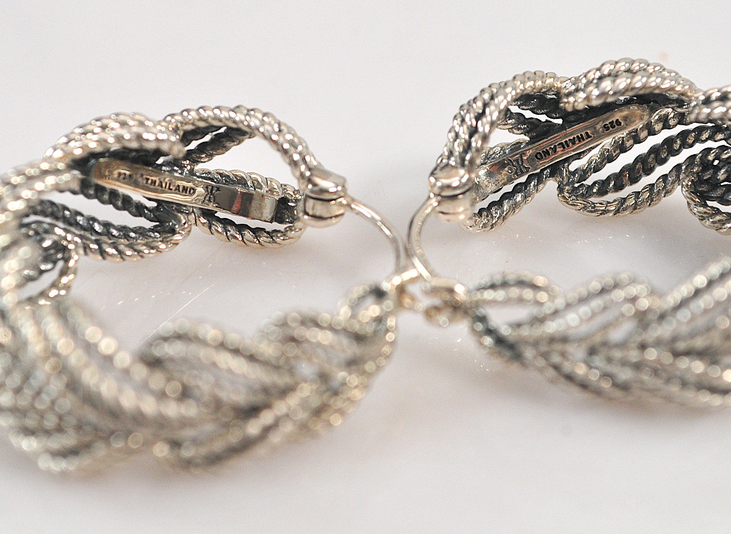 Designer Sterling Silver Braided Hoop Earrings