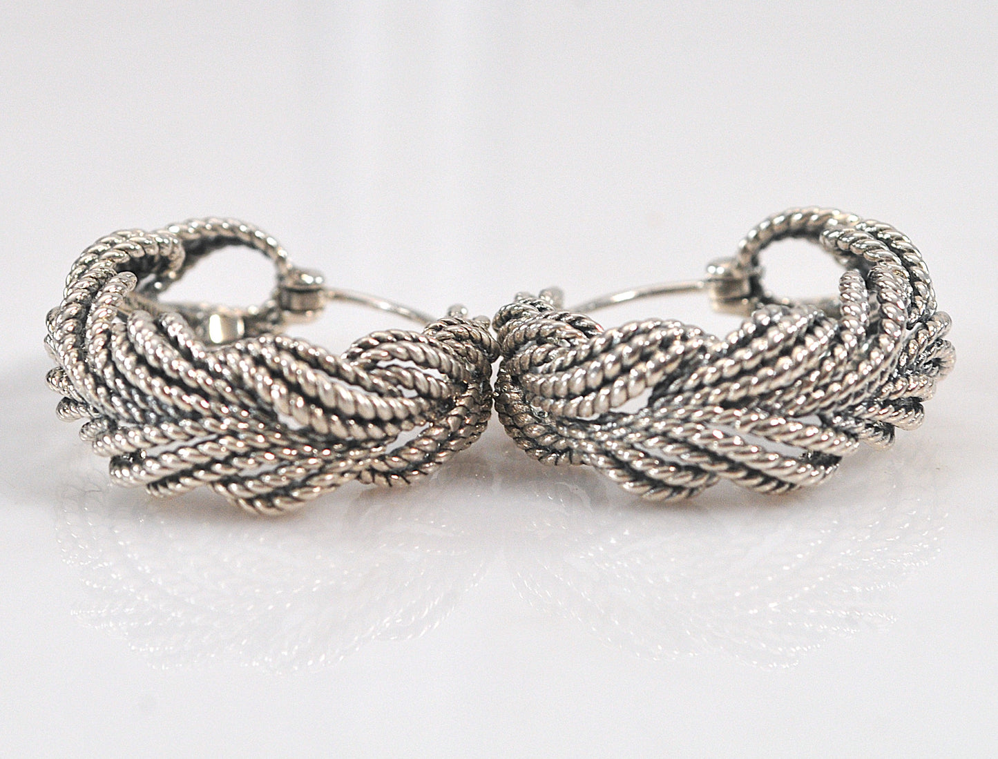 Designer Sterling Silver Braided Hoop Earrings