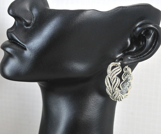 Designer Sterling Silver Braided Hoop Earrings