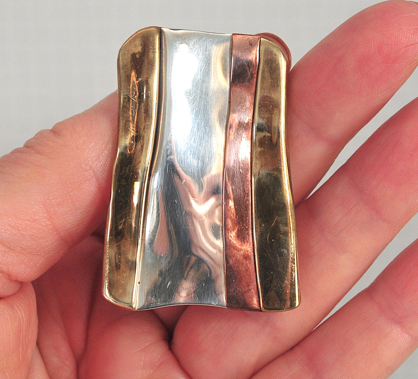 Lazaro Gutierrez Sterling Silver Brass Copper Modernist Pendant