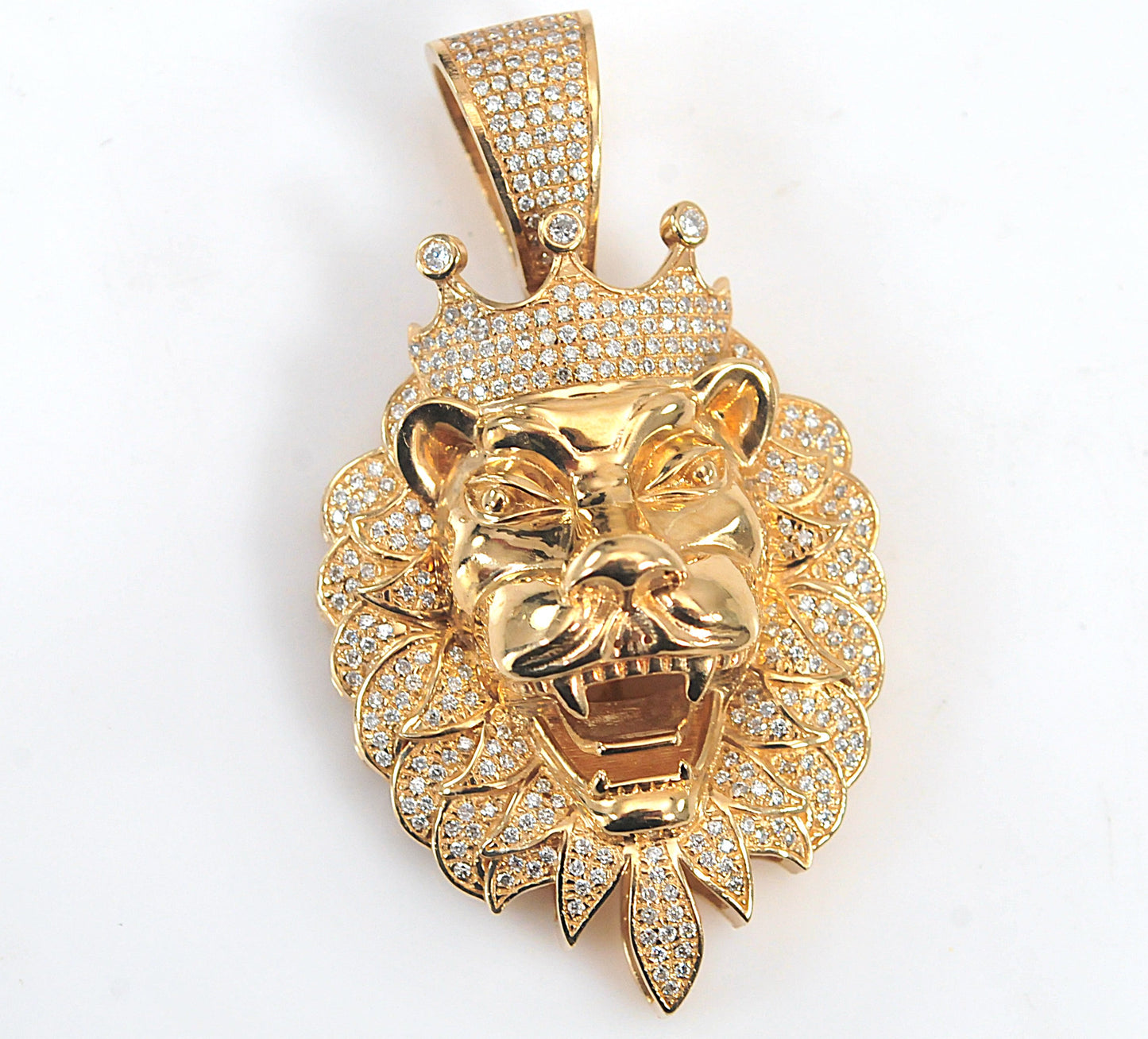 10K Gold Diamond Lion Pendant