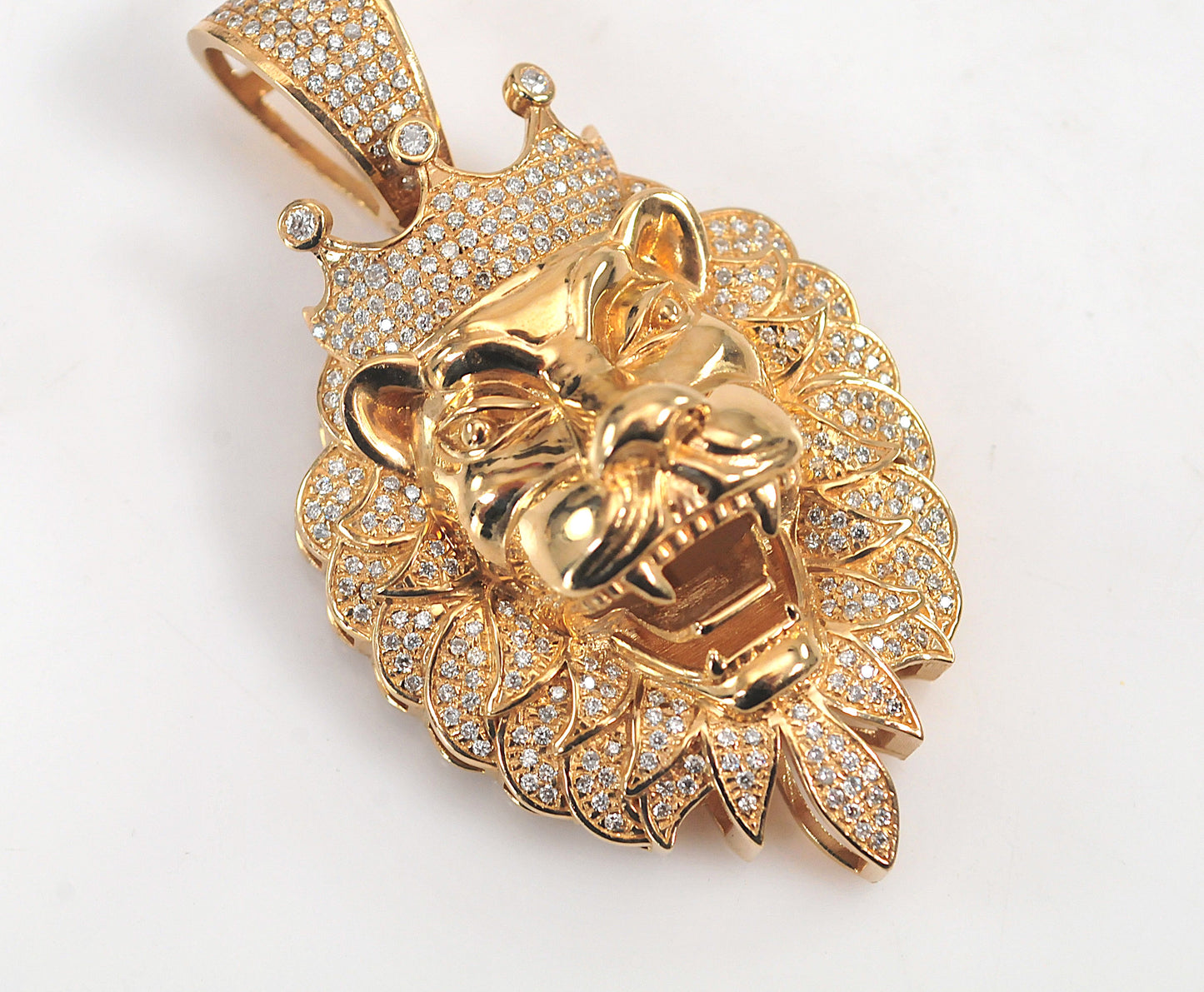 10K Gold Diamond Lion Pendant
