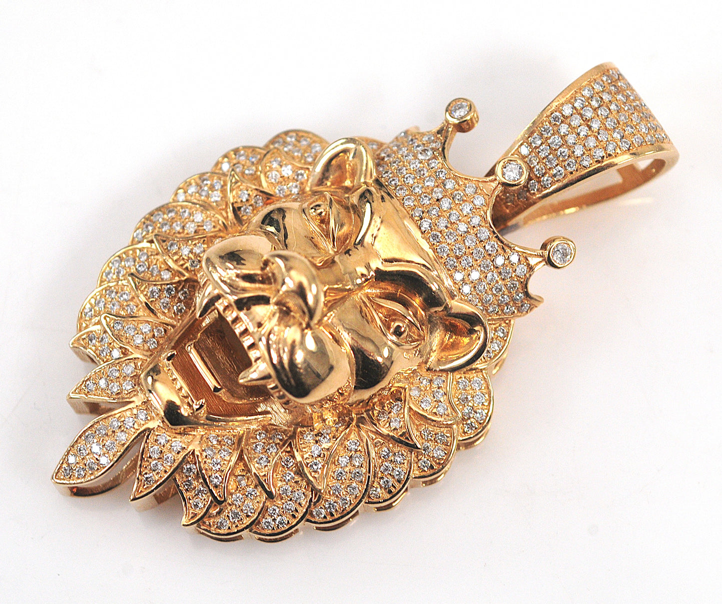 10K Gold Diamond Lion Pendant