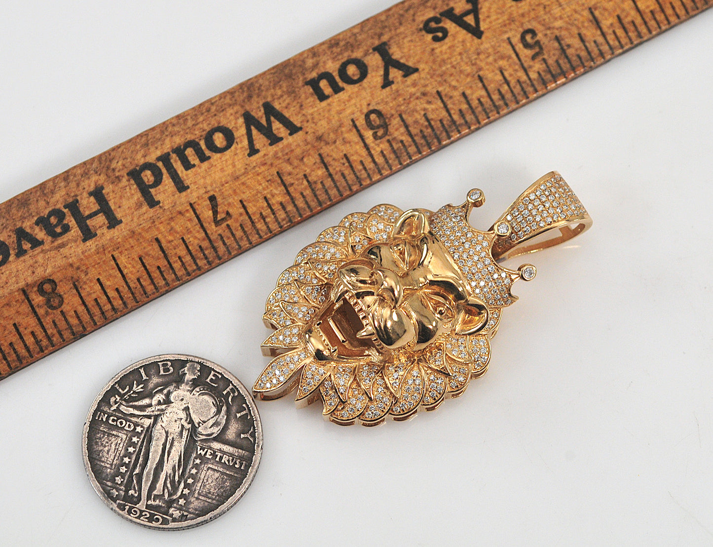 10K Gold Diamond Lion Pendant