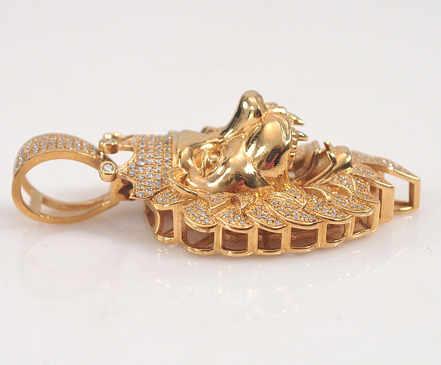 10K Gold Diamond Lion Pendant