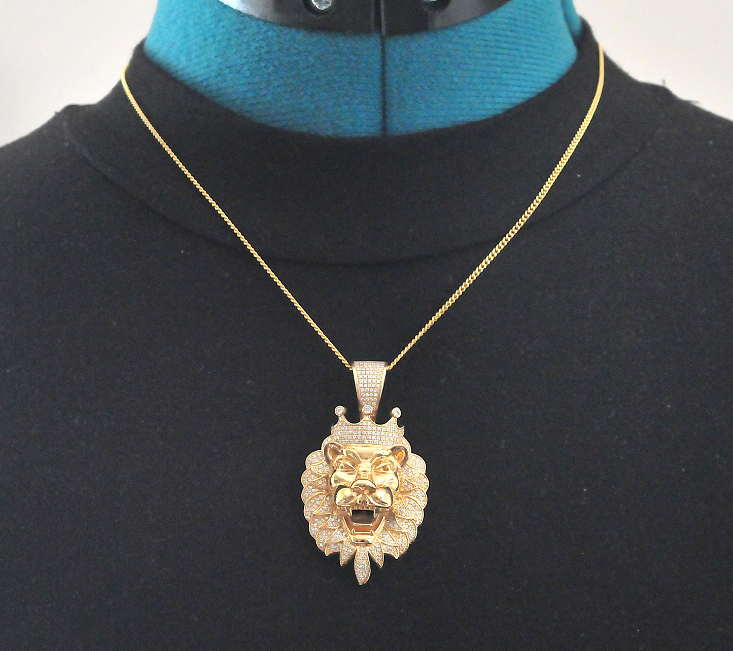 10K Gold Diamond Lion Pendant