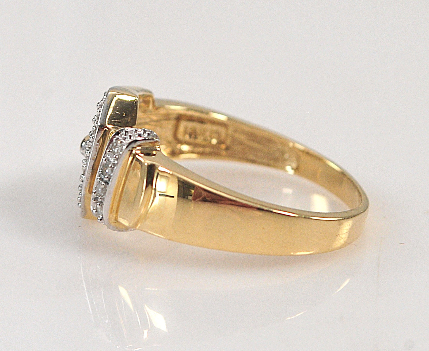 14K Gold Diamond Buckle Ring