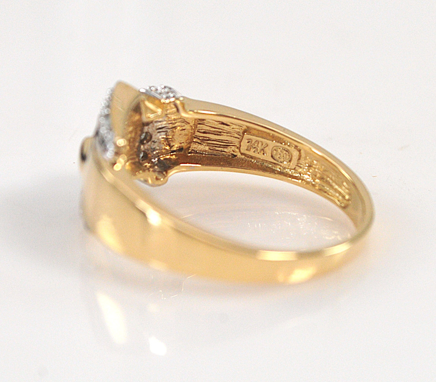 14K Gold Diamond Buckle Ring