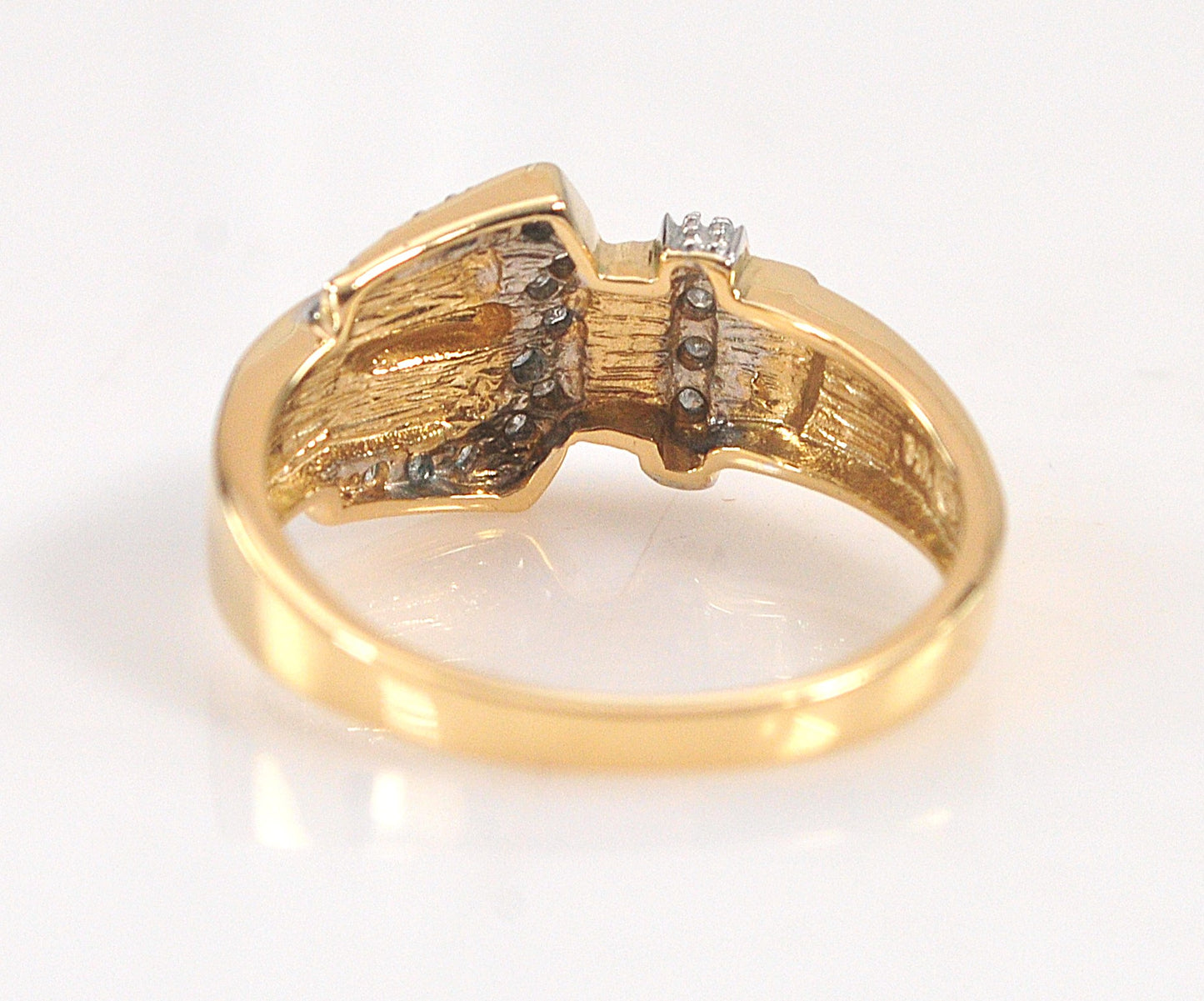 14K Gold Diamond Buckle Ring