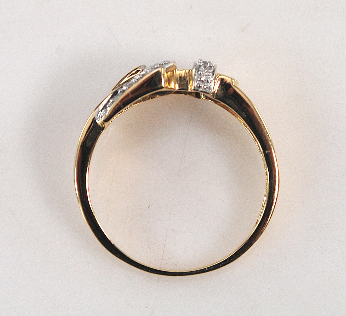 14K Gold Diamond Buckle Ring