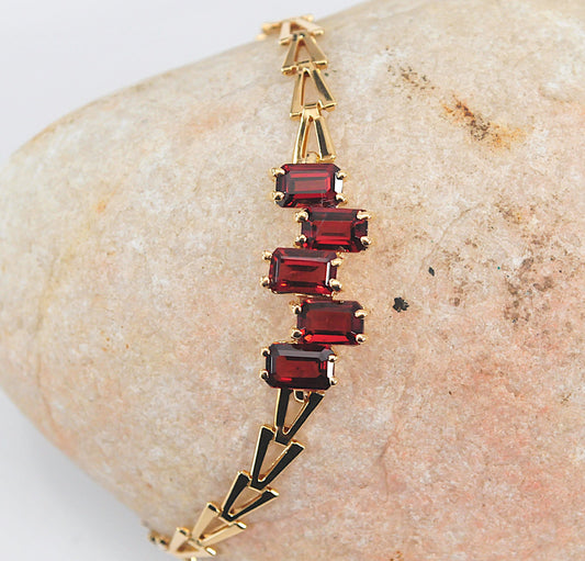 14K Gold Garnet Bracelet