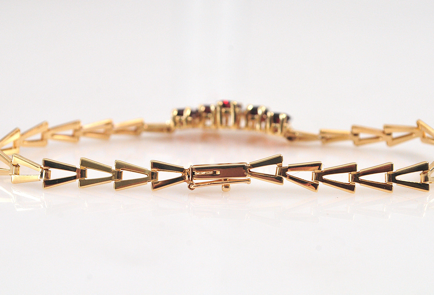 14K Gold Garnet Bracelet