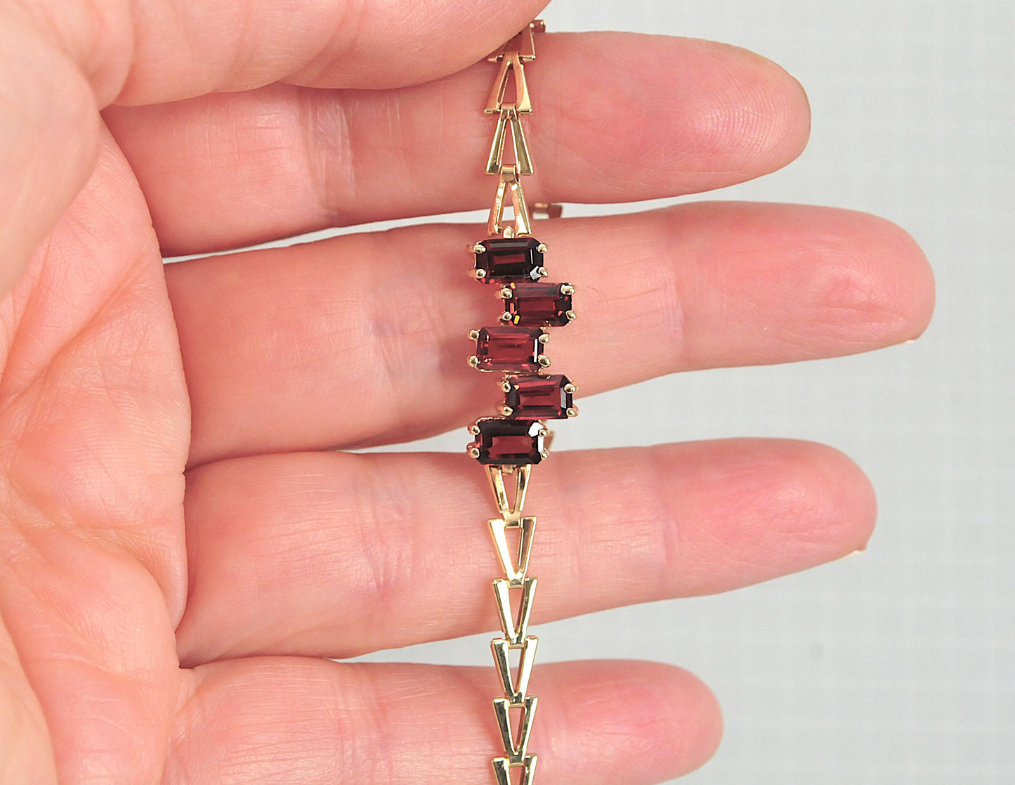 14K Gold Garnet Bracelet
