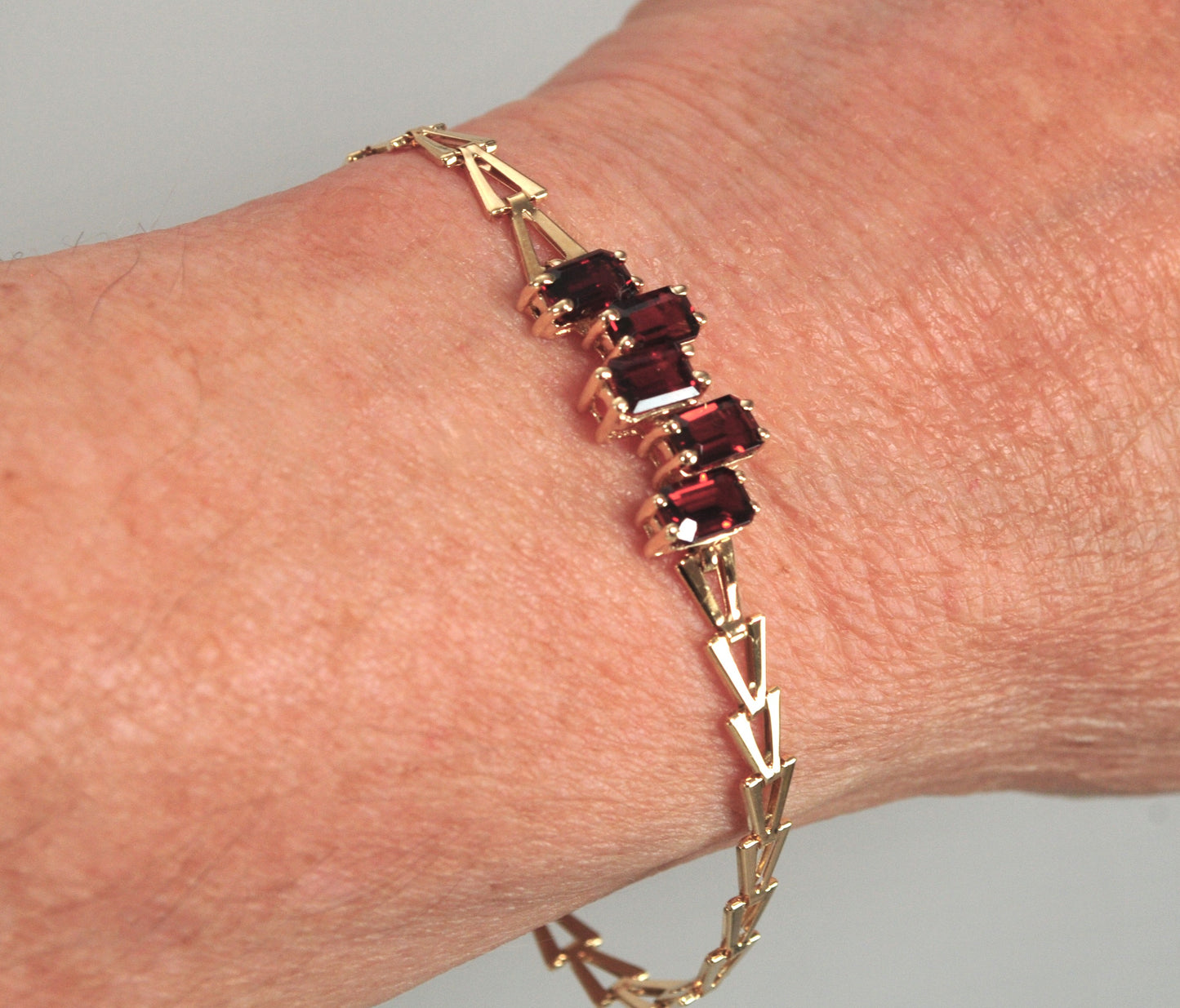 14K Gold Garnet Bracelet