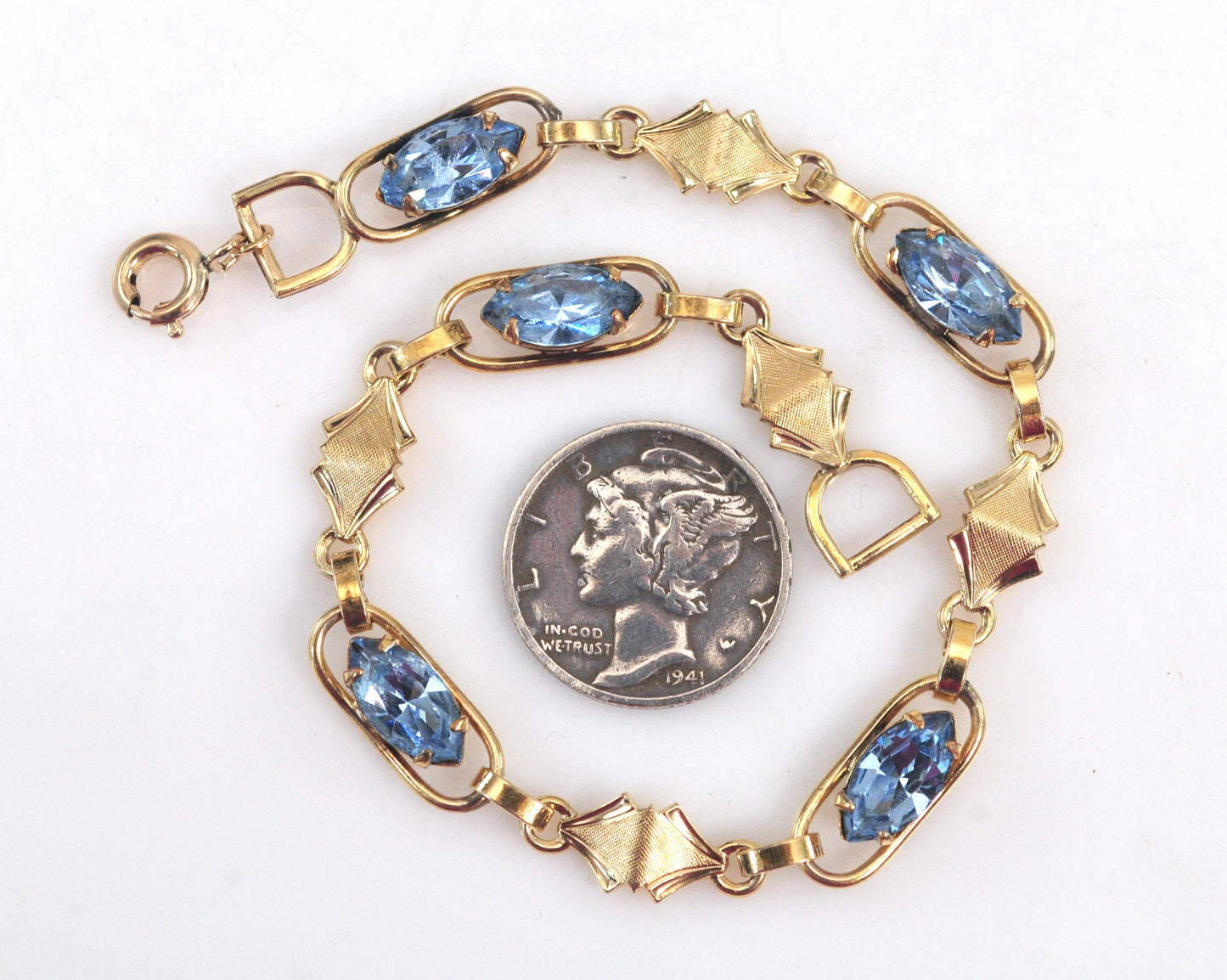 Vintage Gold Filled Blue Stone Bracelet