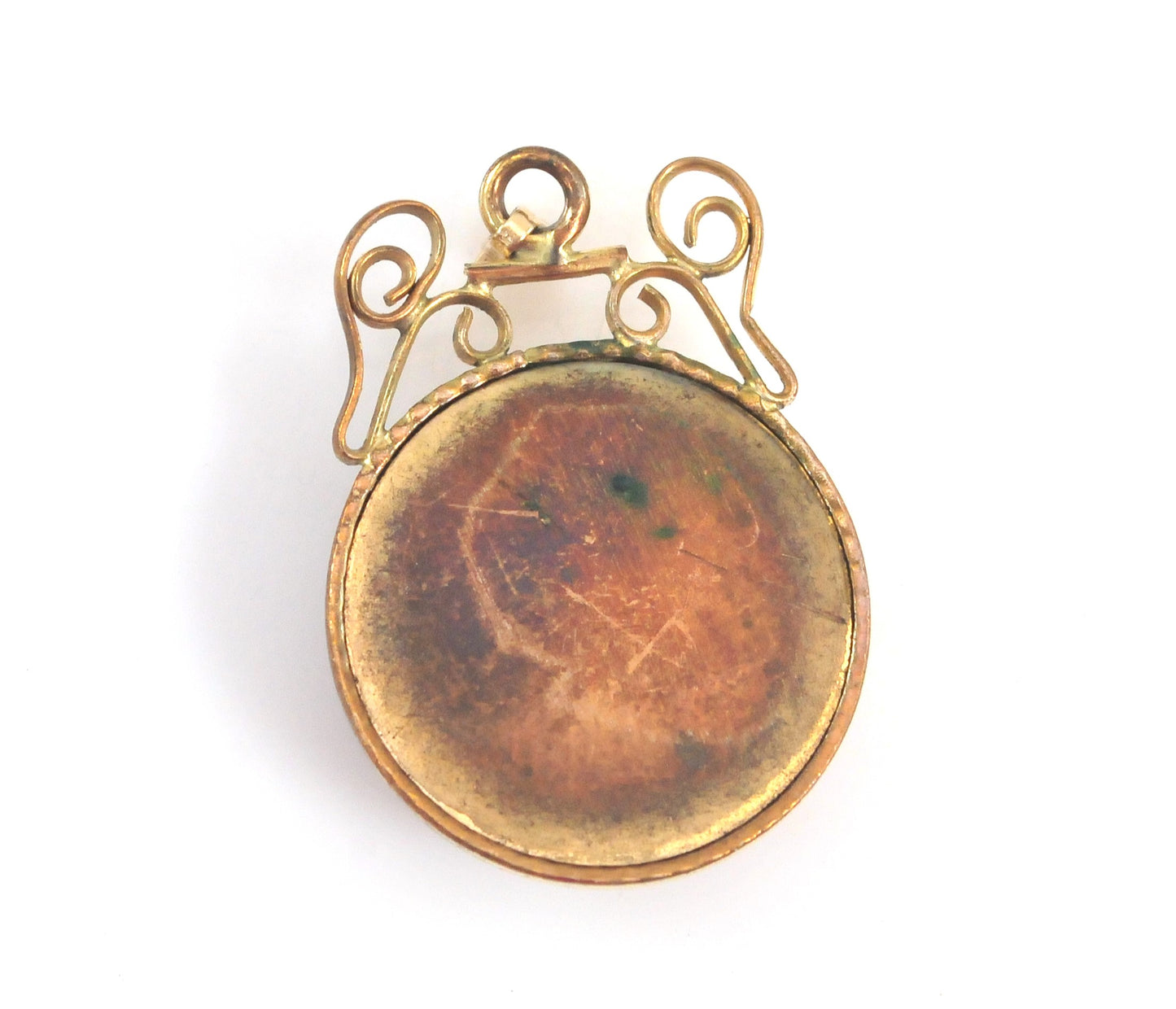 Unique Antique Gold Filled Tiger's Eye Pendant