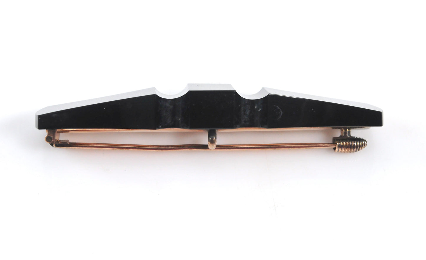 Vintage Art Deco 10K Gold Black Onyx Brooch | Geometric Mourning Brooch | Antique Estate Jewelry