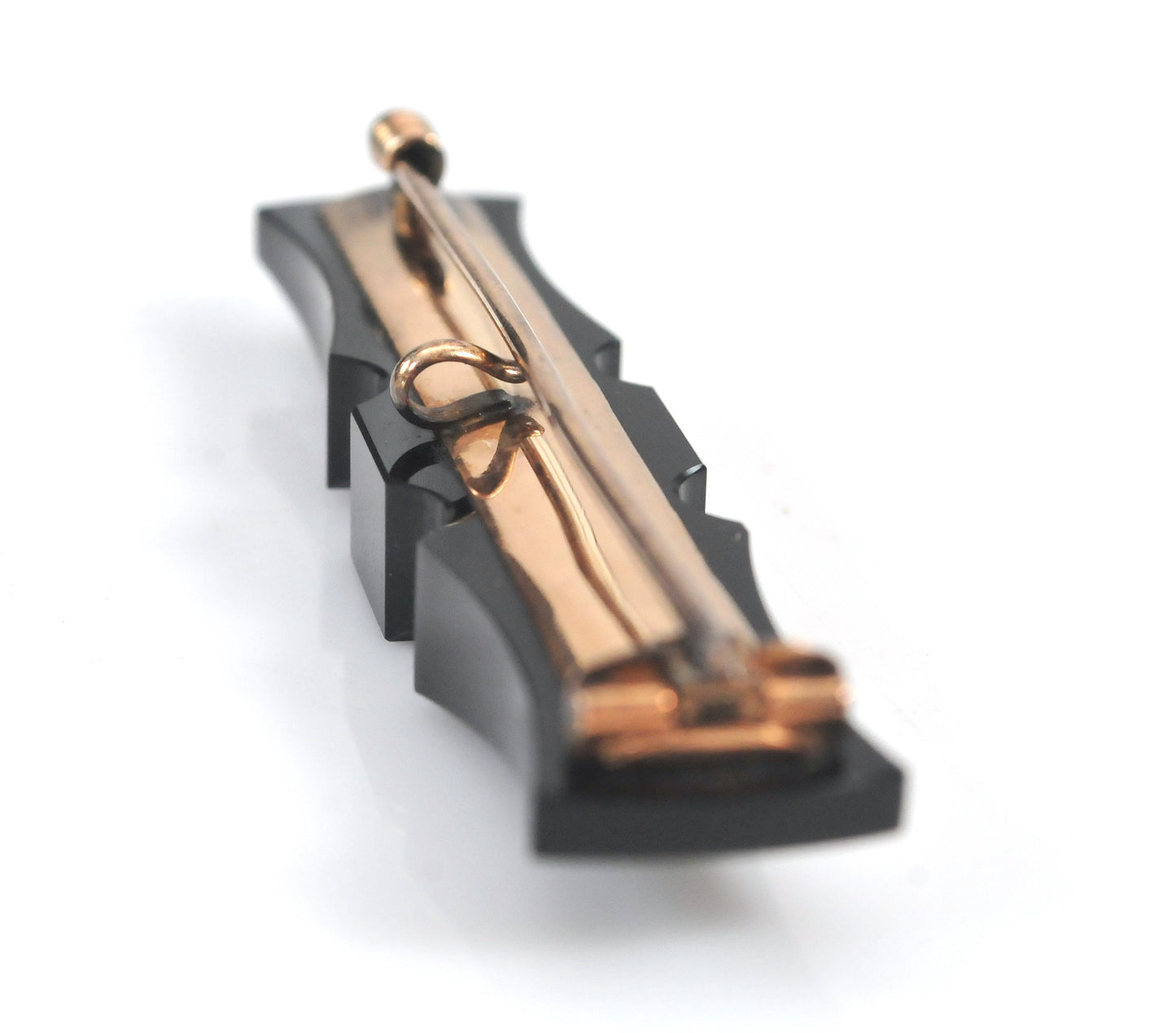 Vintage Art Deco 10K Gold Black Onyx Brooch | Geometric Mourning Brooch | Antique Estate Jewelry