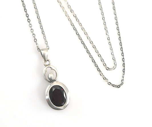 Designer Sterling Silver Garnet Necklace