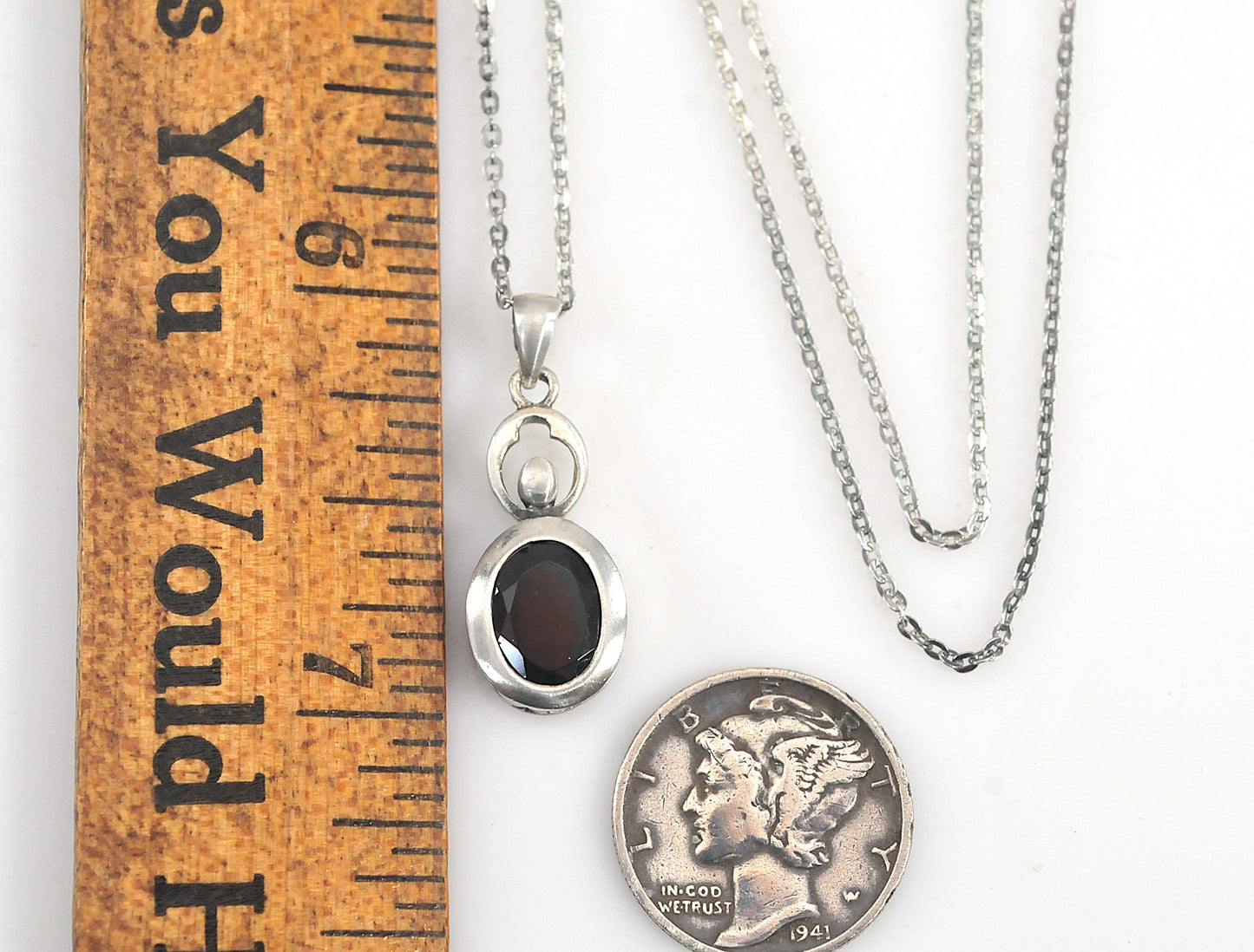 Designer Sterling Silver Garnet Necklace