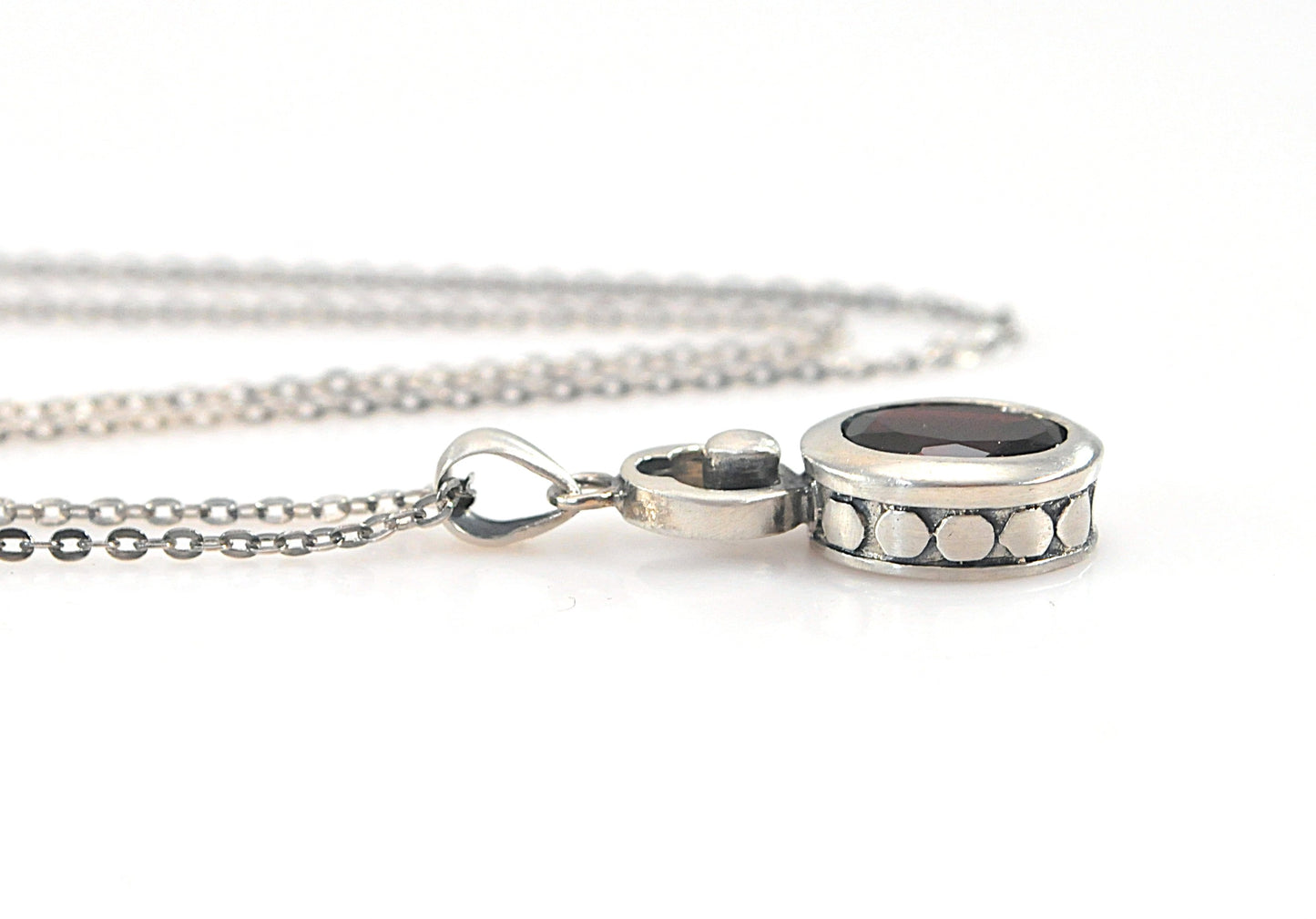 Designer Sterling Silver Garnet Necklace