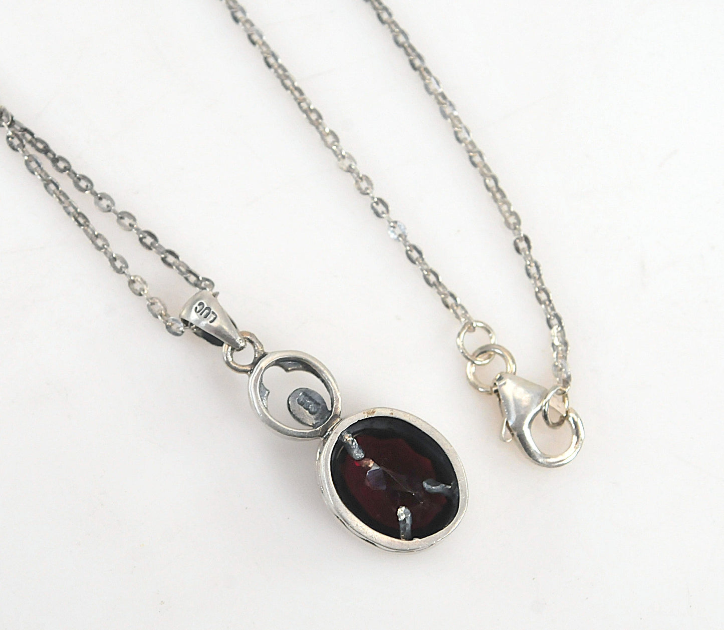 Designer Sterling Silver Garnet Necklace