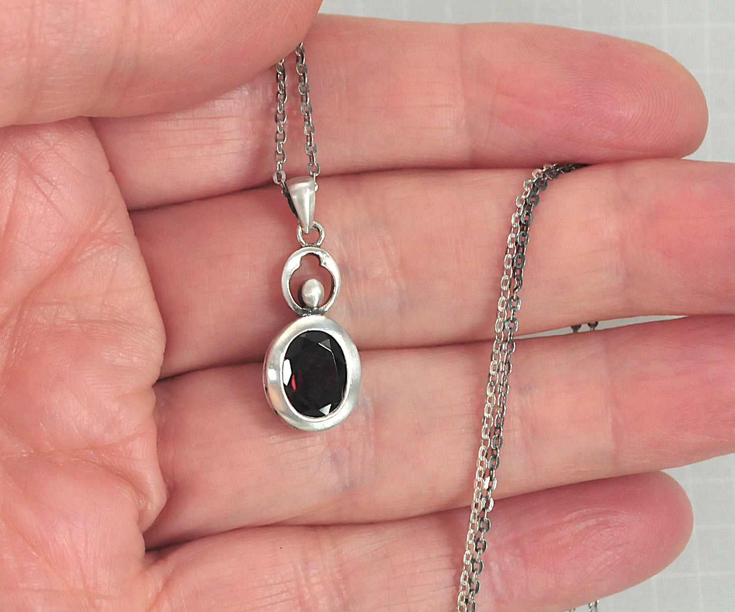Designer Sterling Silver Garnet Necklace