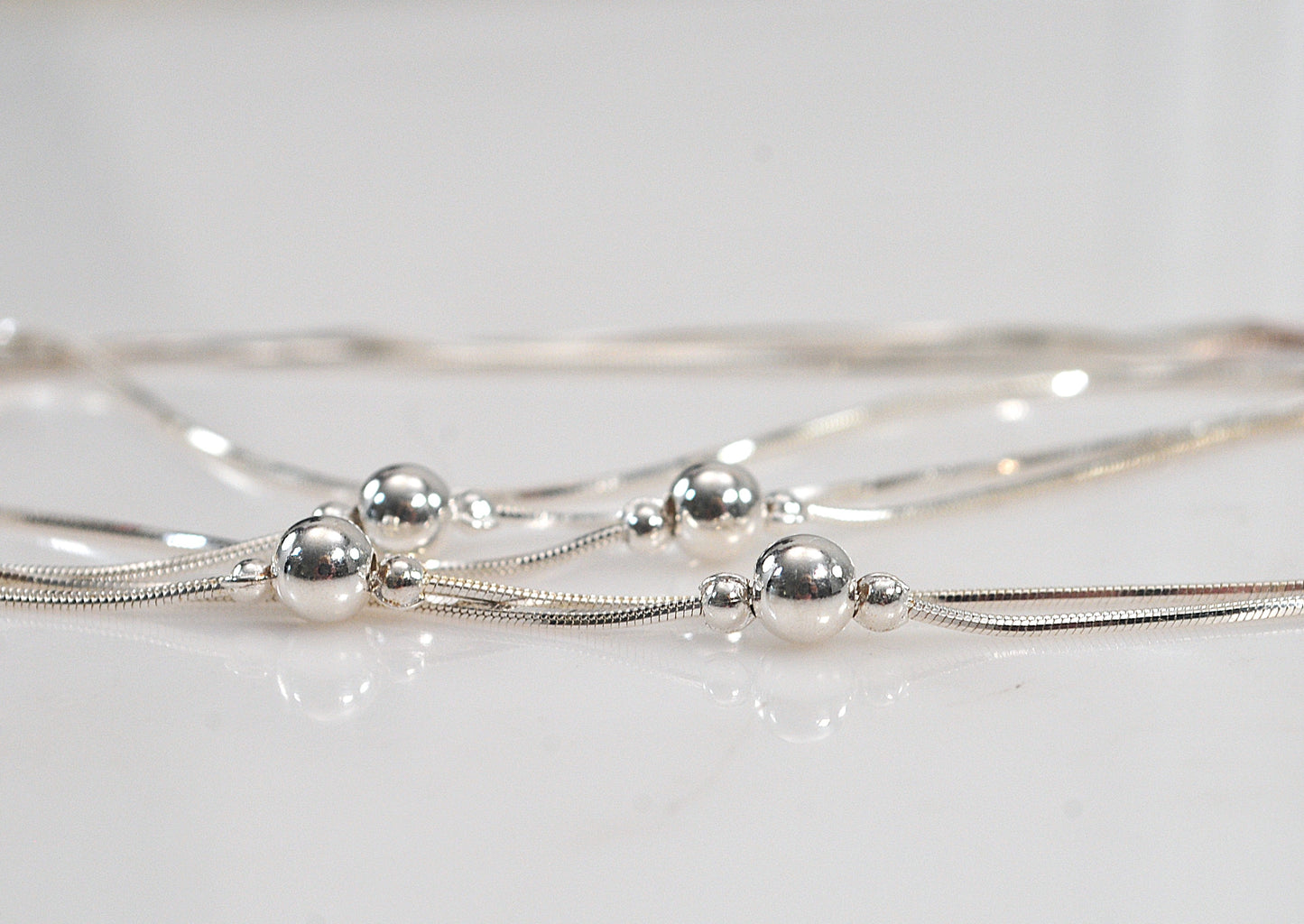 Danecraft Sterling Silver Ball Station Necklace